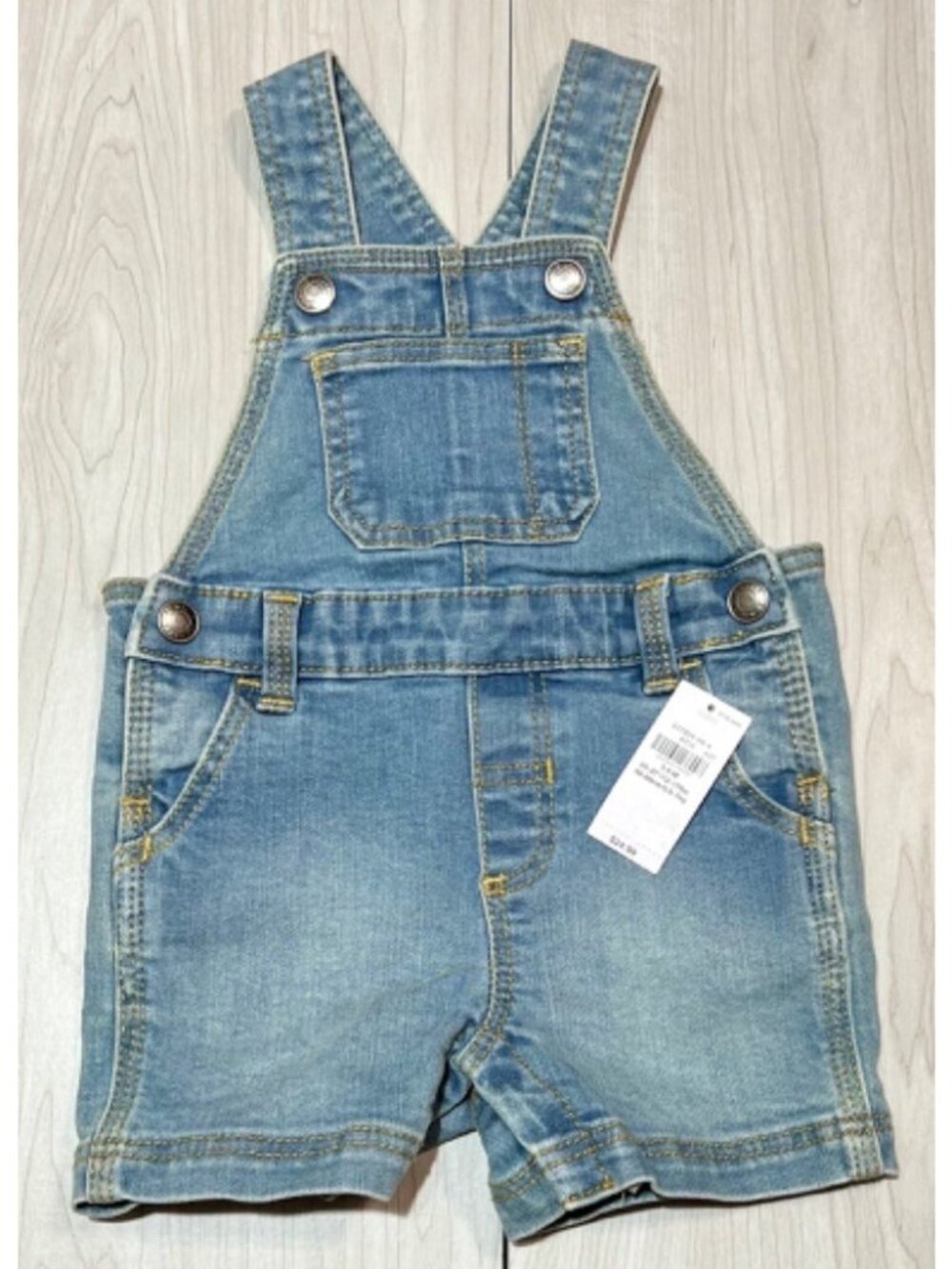 Old Navy 3-6m baby unisex girl boy blue jean denim overalls shorts NWT retro